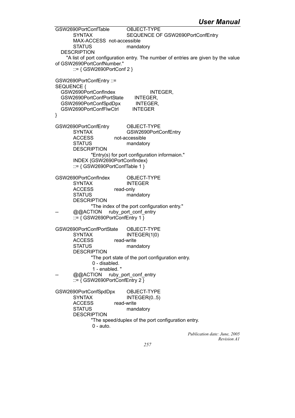 User manual | LevelOne ProCon GSW-2690 User Manual | Page 261 / 265