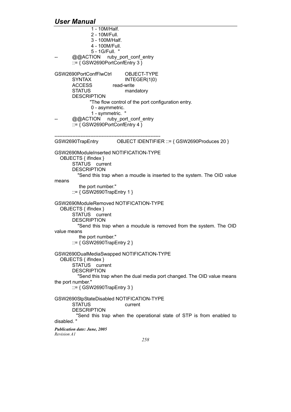 User manual | LevelOne ProCon GSW-2690 User Manual | Page 262 / 265