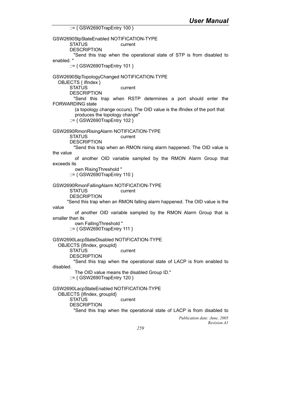 User manual | LevelOne ProCon GSW-2690 User Manual | Page 263 / 265