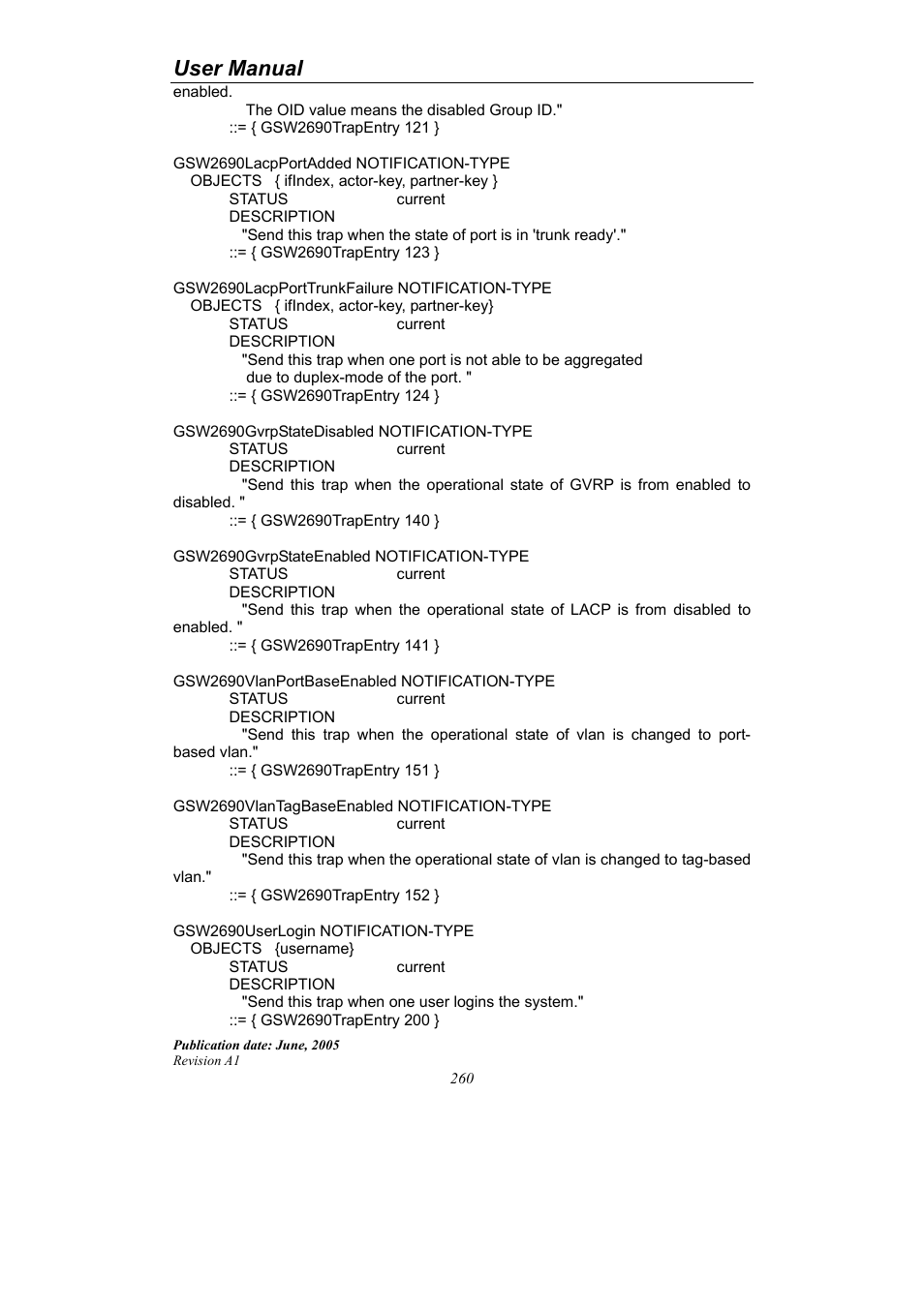 User manual | LevelOne ProCon GSW-2690 User Manual | Page 264 / 265