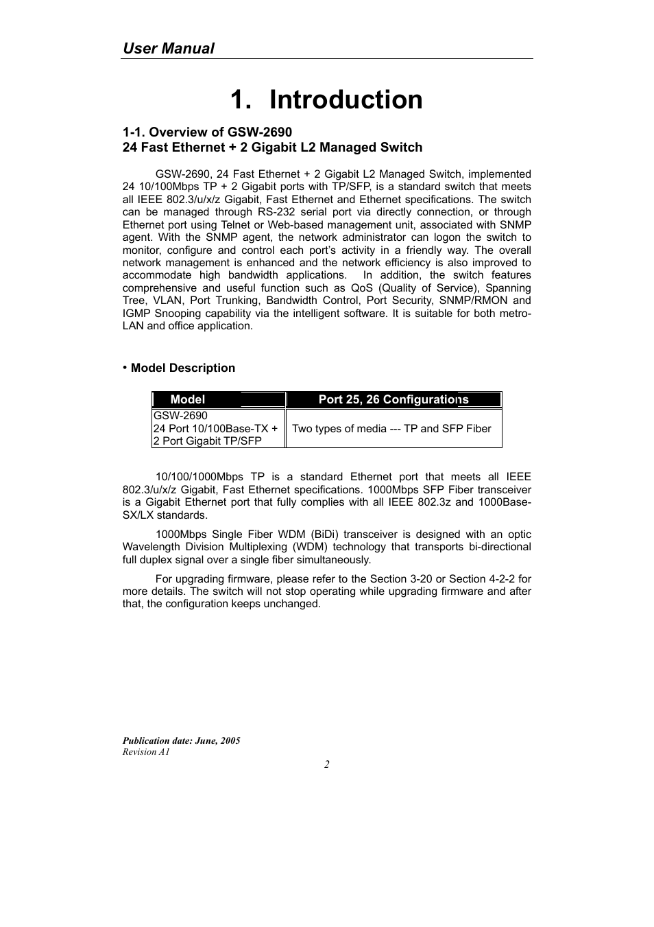 Introduction, User manual | LevelOne ProCon GSW-2690 User Manual | Page 6 / 265