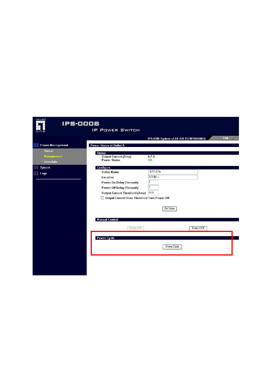 Power cycle, Ower, Ycle | LevelOne IP Power Switch IPS-0008 User Manual | Page 39 / 43