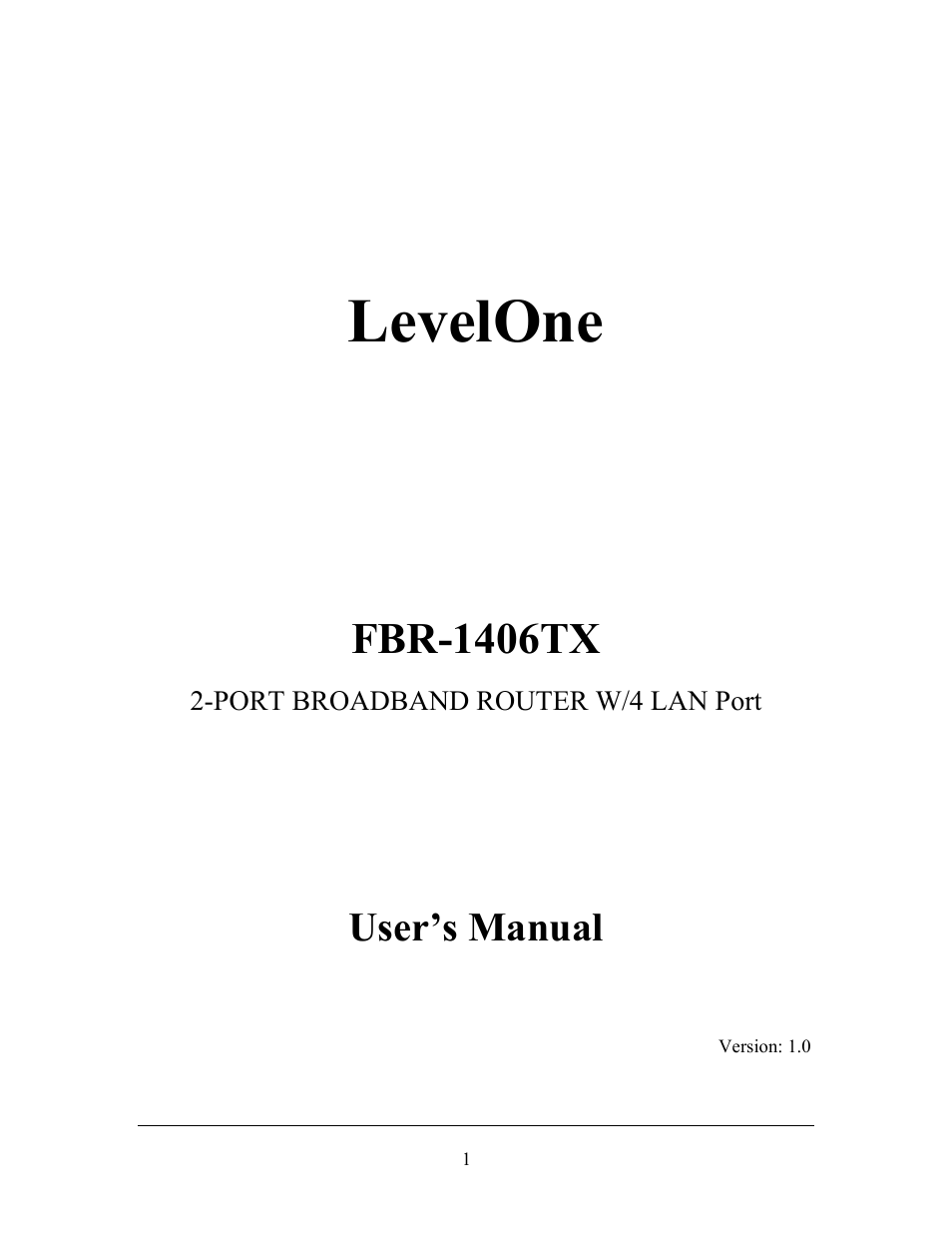 LevelOne FBR-1406TX User Manual | 80 pages