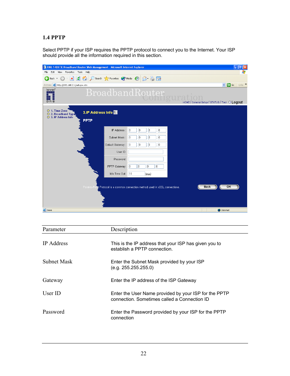 LevelOne FBR-1406TX User Manual | Page 22 / 80