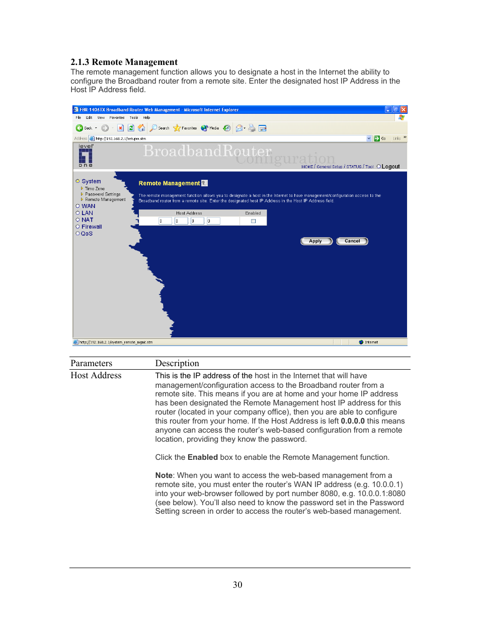 LevelOne FBR-1406TX User Manual | Page 30 / 80