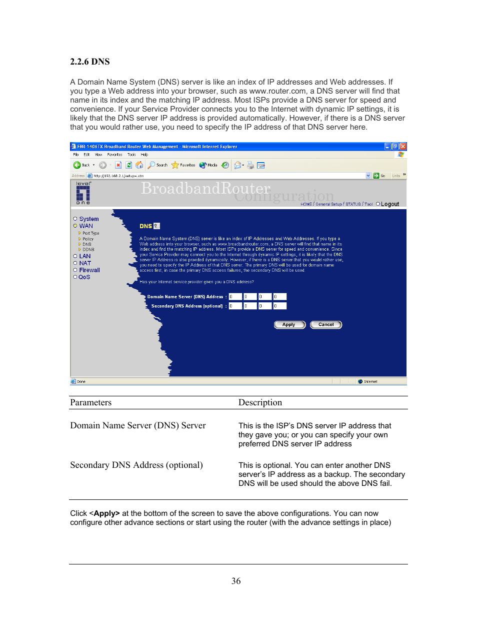 LevelOne FBR-1406TX User Manual | Page 36 / 80