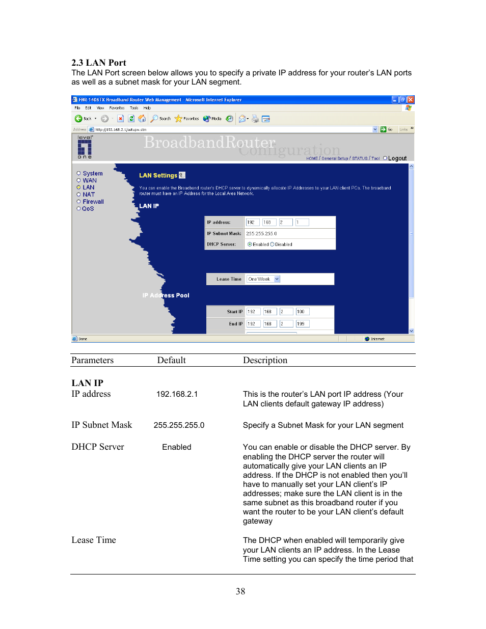 LevelOne FBR-1406TX User Manual | Page 38 / 80