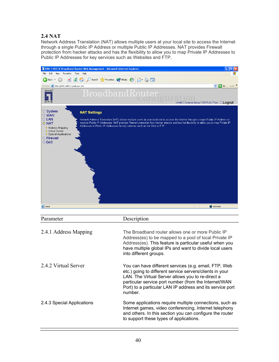 LevelOne FBR-1406TX User Manual | Page 40 / 80