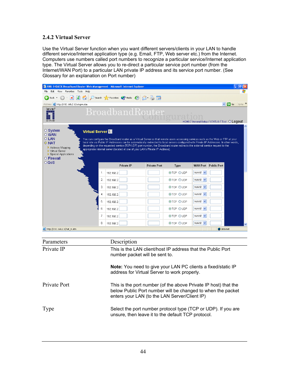 LevelOne FBR-1406TX User Manual | Page 44 / 80