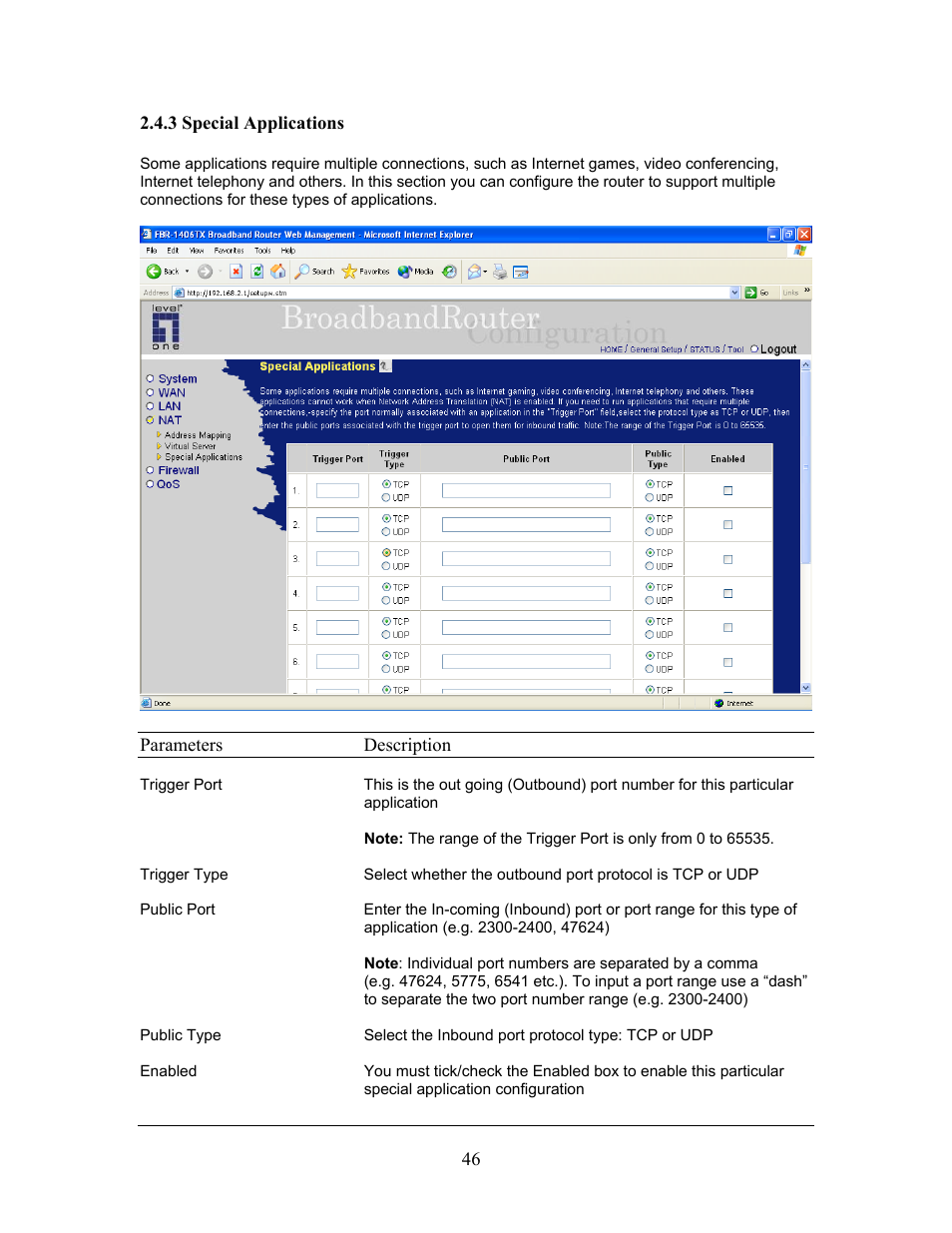 LevelOne FBR-1406TX User Manual | Page 46 / 80