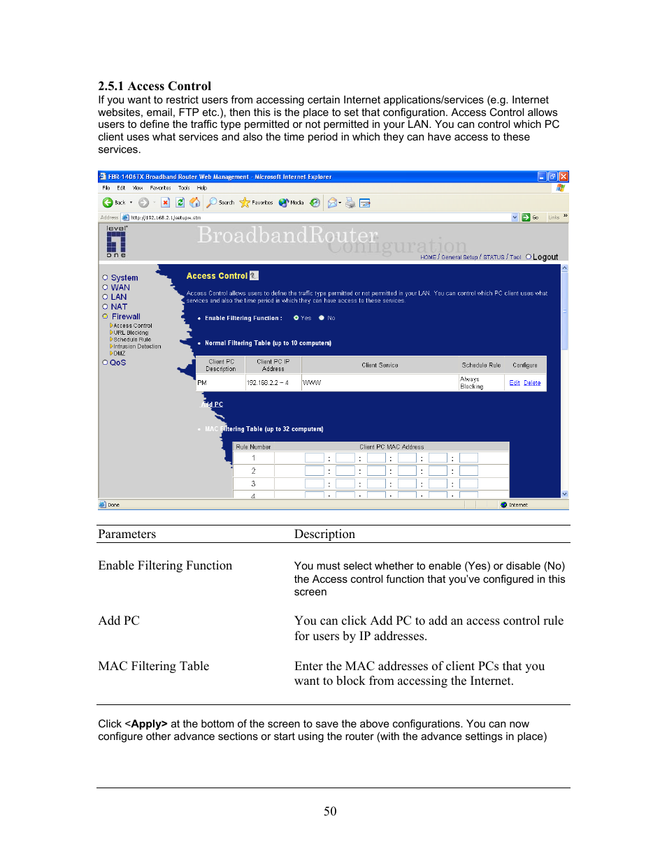 LevelOne FBR-1406TX User Manual | Page 50 / 80