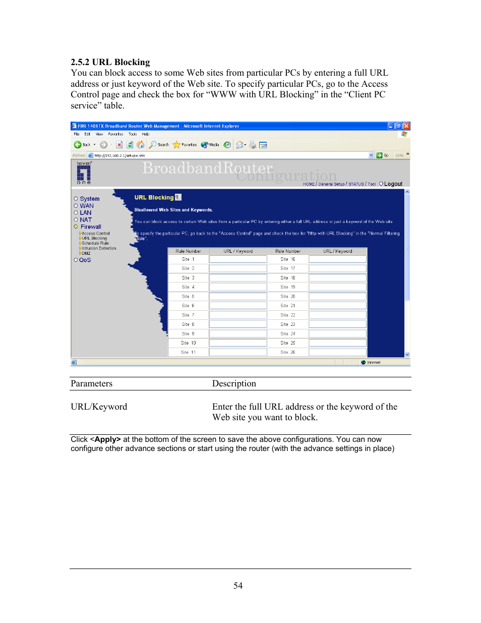 LevelOne FBR-1406TX User Manual | Page 54 / 80