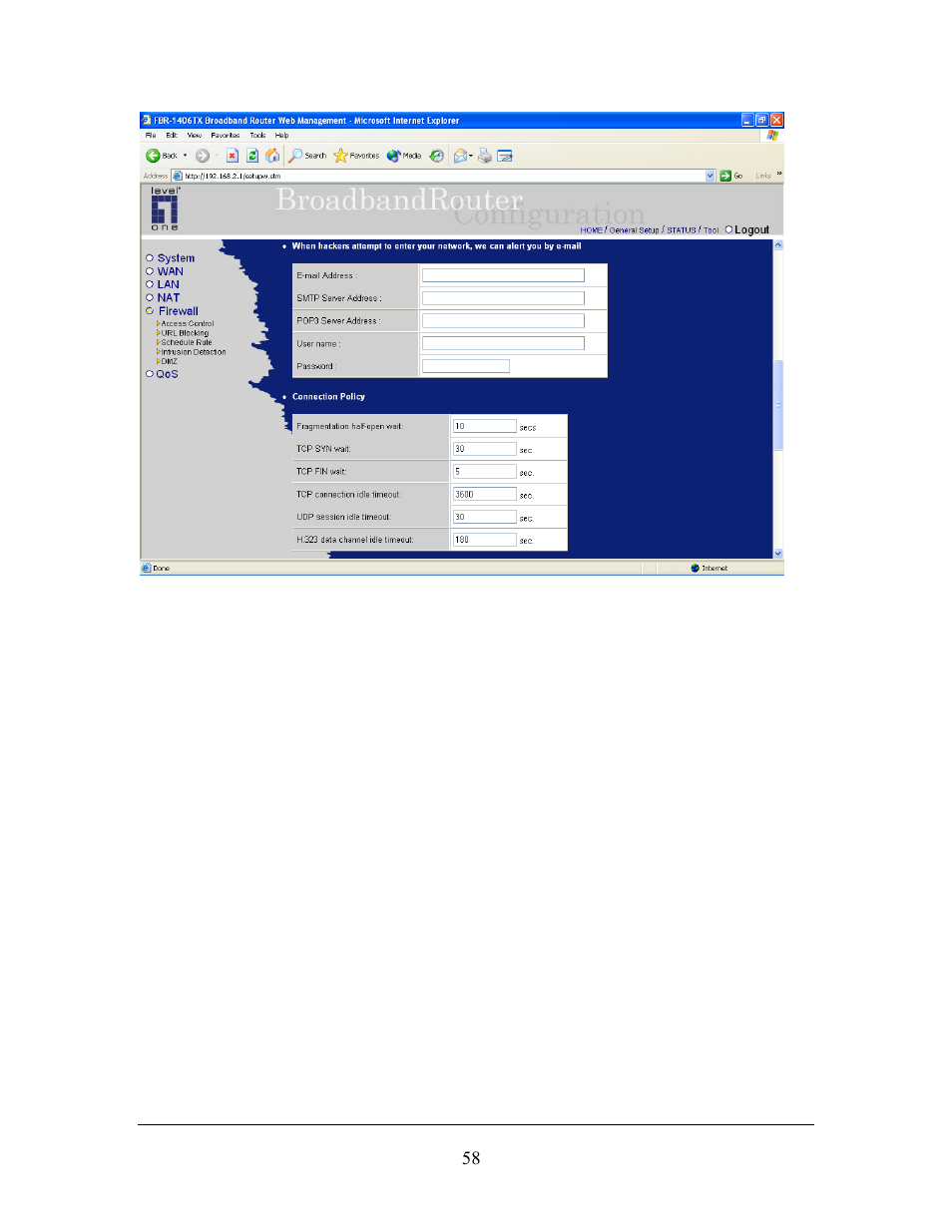 LevelOne FBR-1406TX User Manual | Page 58 / 80