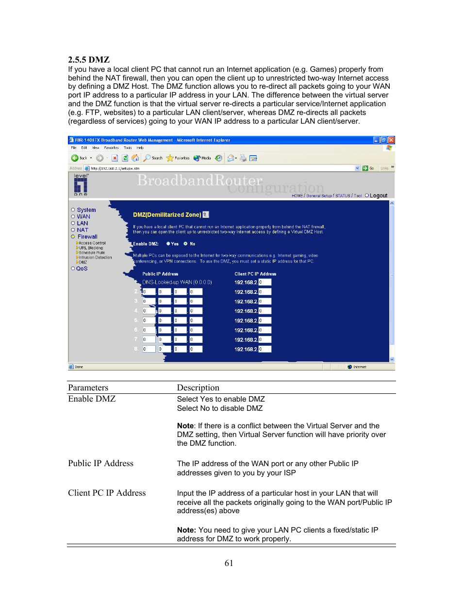 LevelOne FBR-1406TX User Manual | Page 61 / 80
