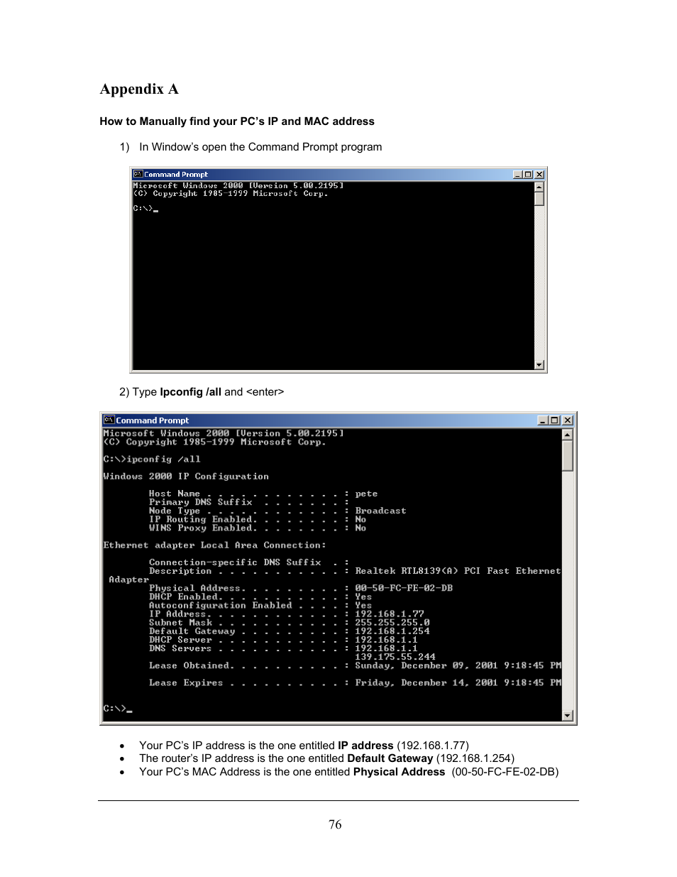 Appendix a | LevelOne FBR-1406TX User Manual | Page 76 / 80