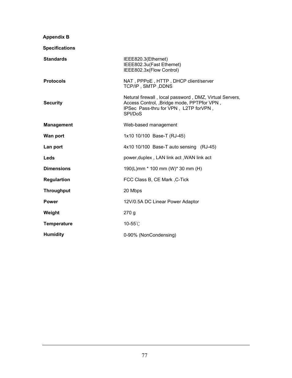 LevelOne FBR-1406TX User Manual | Page 77 / 80