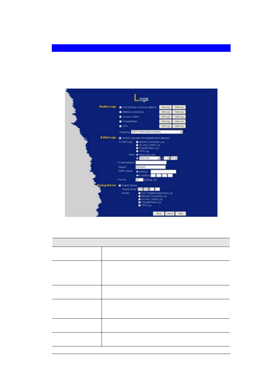 Logs | LevelOne FBR-1404TX User Manual | Page 63 / 122