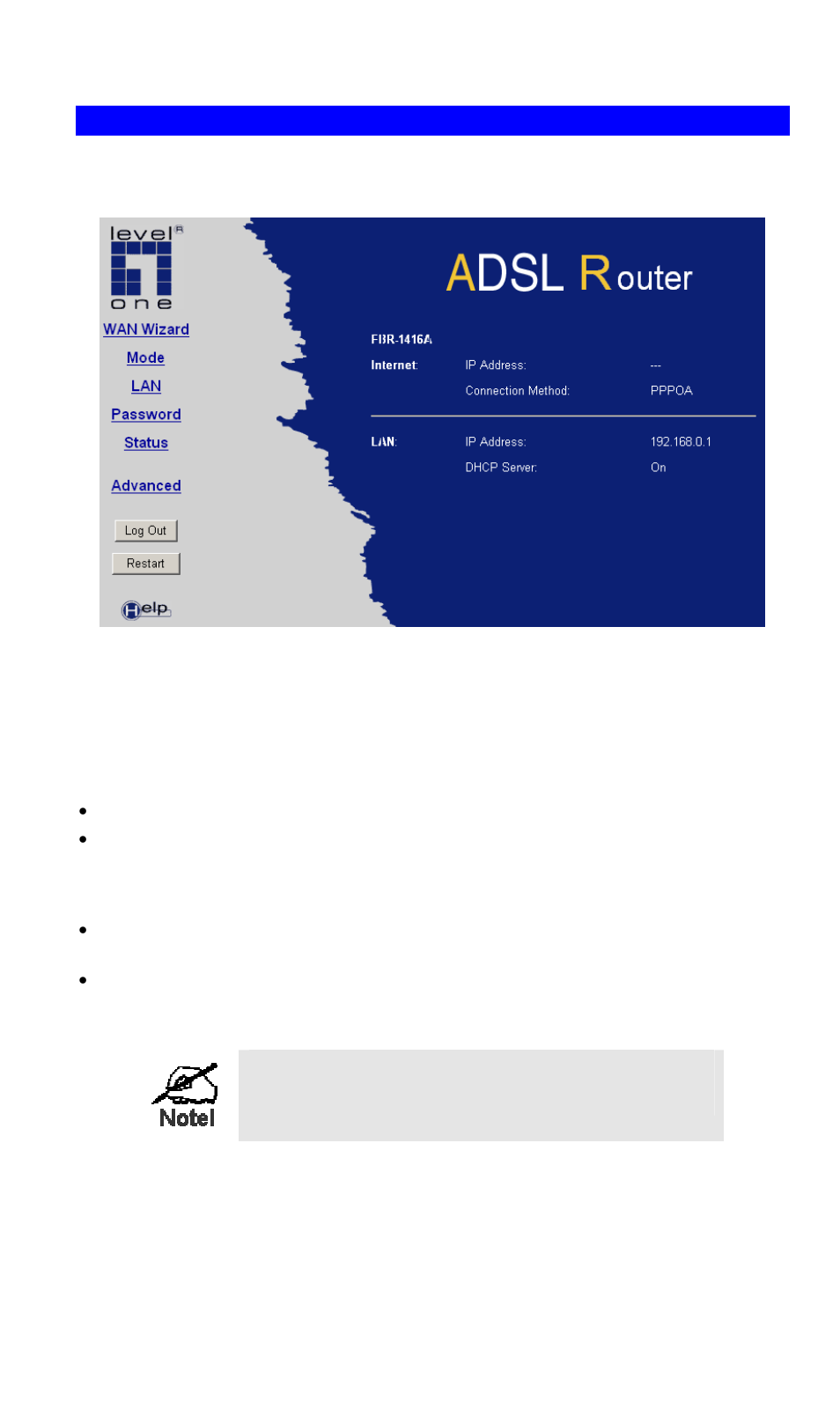 Home screen | LevelOne FBR-1416 User Manual | Page 15 / 75
