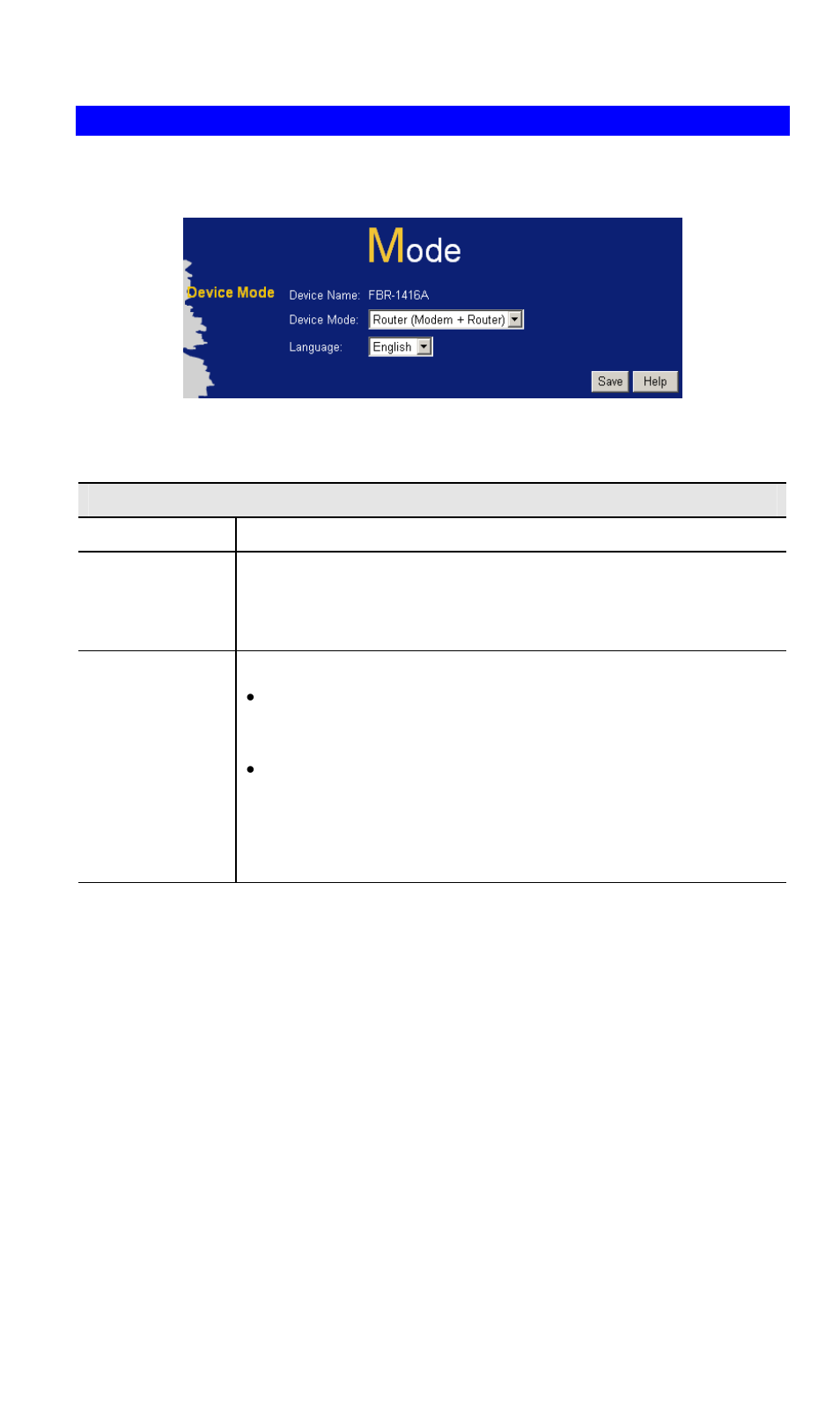 Mode screen | LevelOne FBR-1416 User Manual | Page 16 / 75