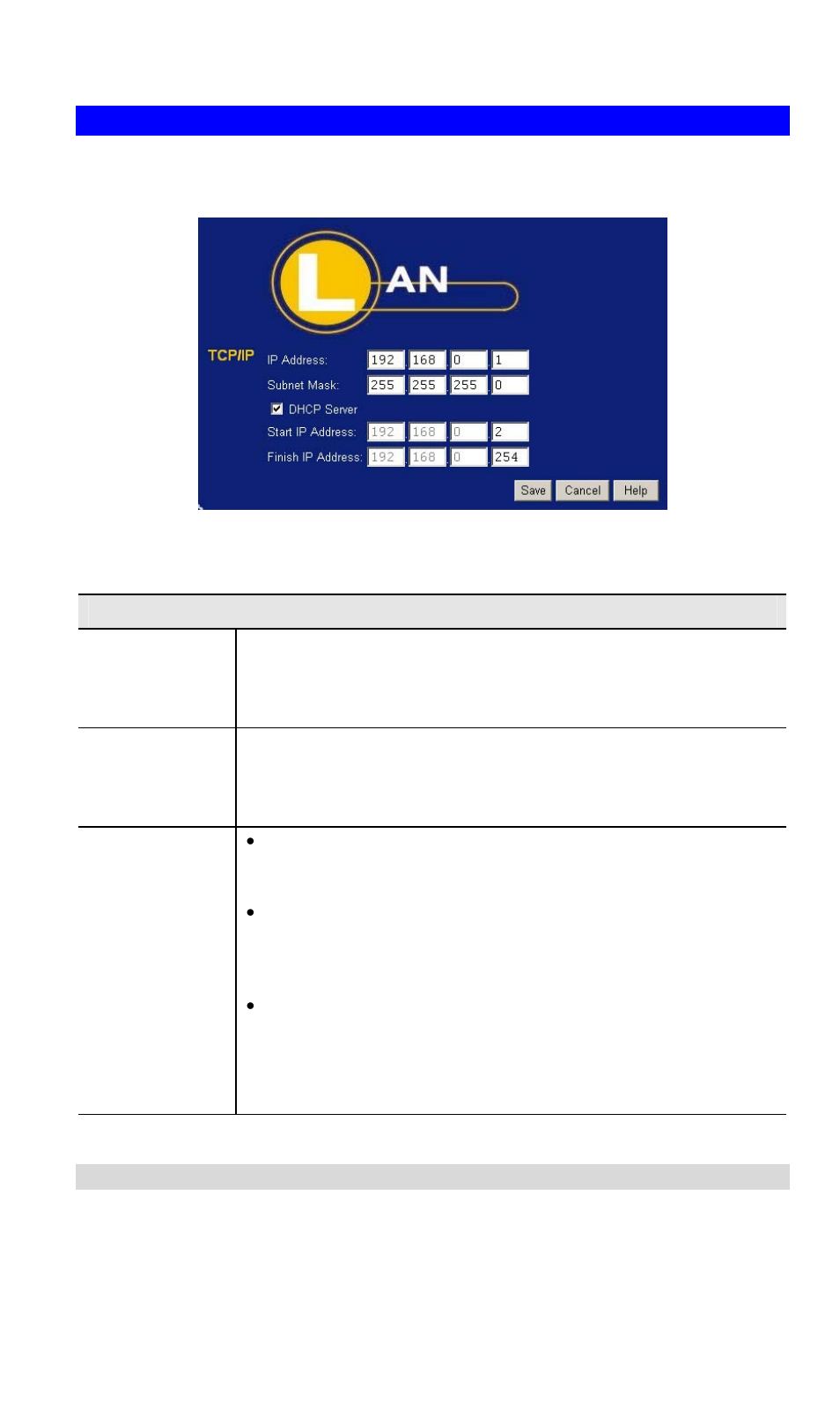 Lan screen, Dhcp | LevelOne FBR-1416 User Manual | Page 17 / 75