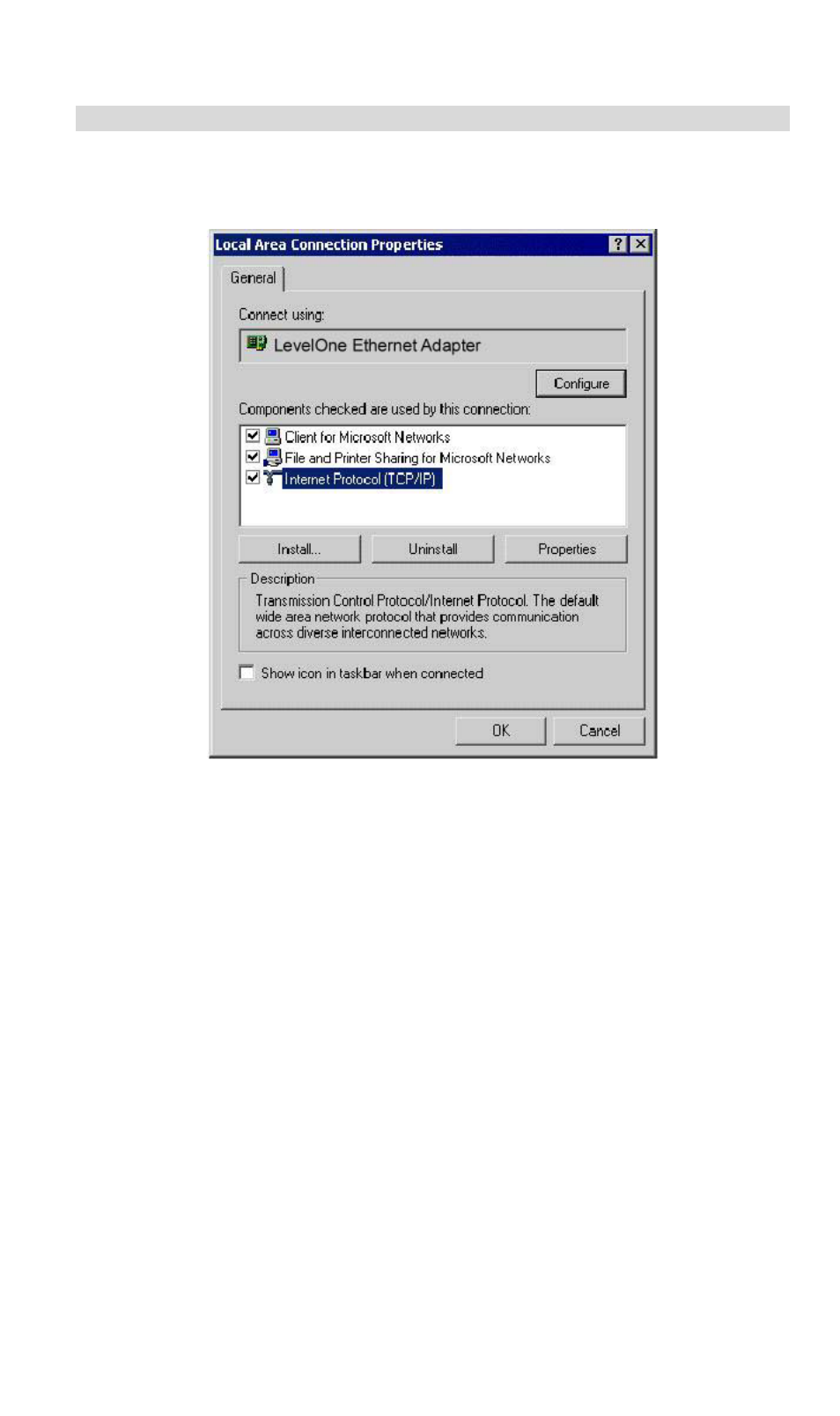 Checking tcp/ip settings - windows 2000 | LevelOne FBR-1416 User Manual | Page 27 / 75