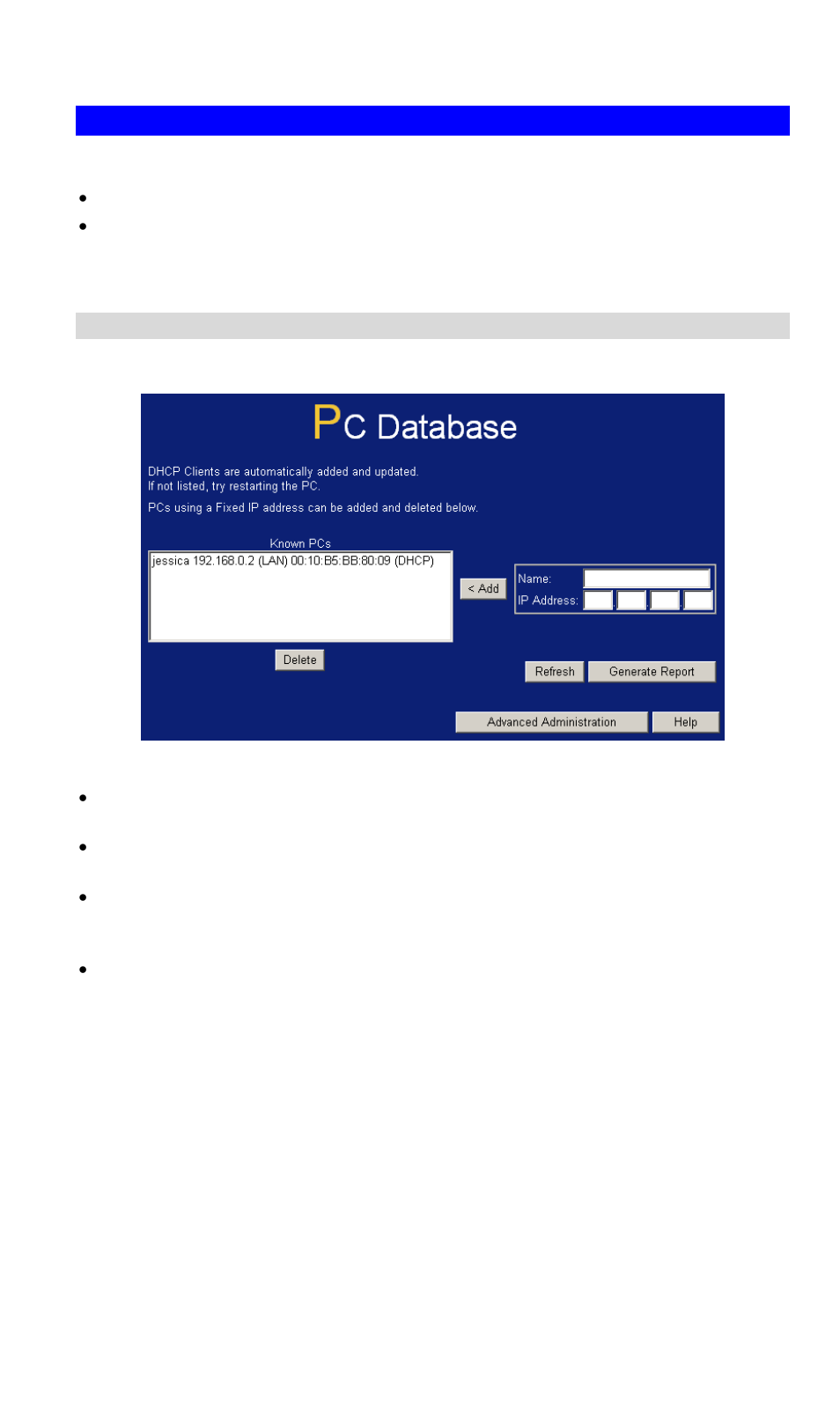 Pc database, Pc database screen | LevelOne FBR-1416 User Manual | Page 55 / 75
