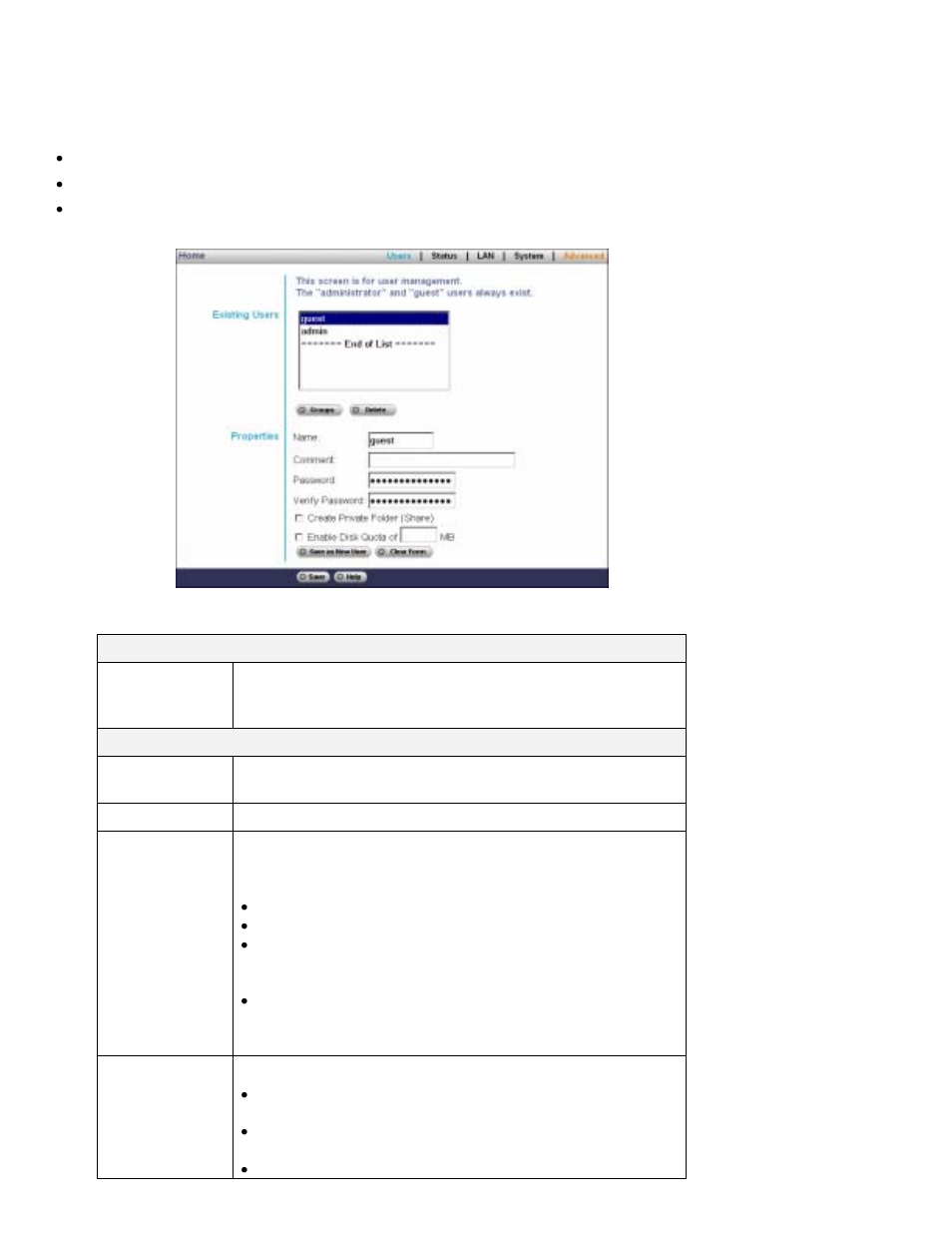 Users screen | LevelOne FNS-1000 User Manual | Page 21 / 53
