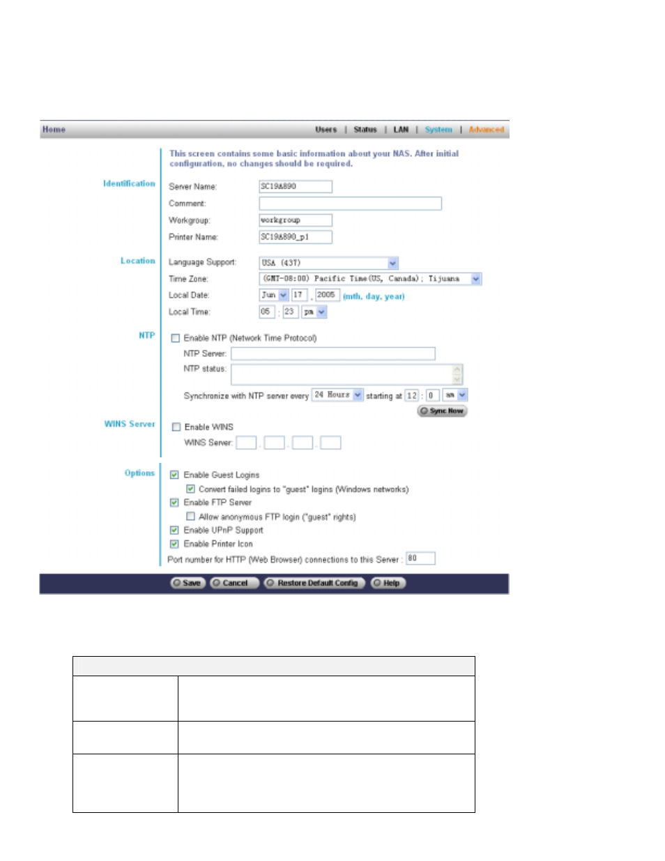 System screen | LevelOne FNS-1000 User Manual | Page 27 / 53