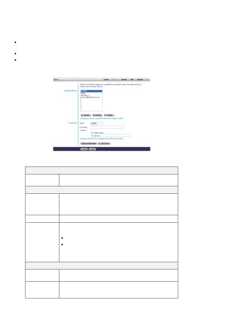 Shares screen | LevelOne FNS-1000 User Manual | Page 33 / 53