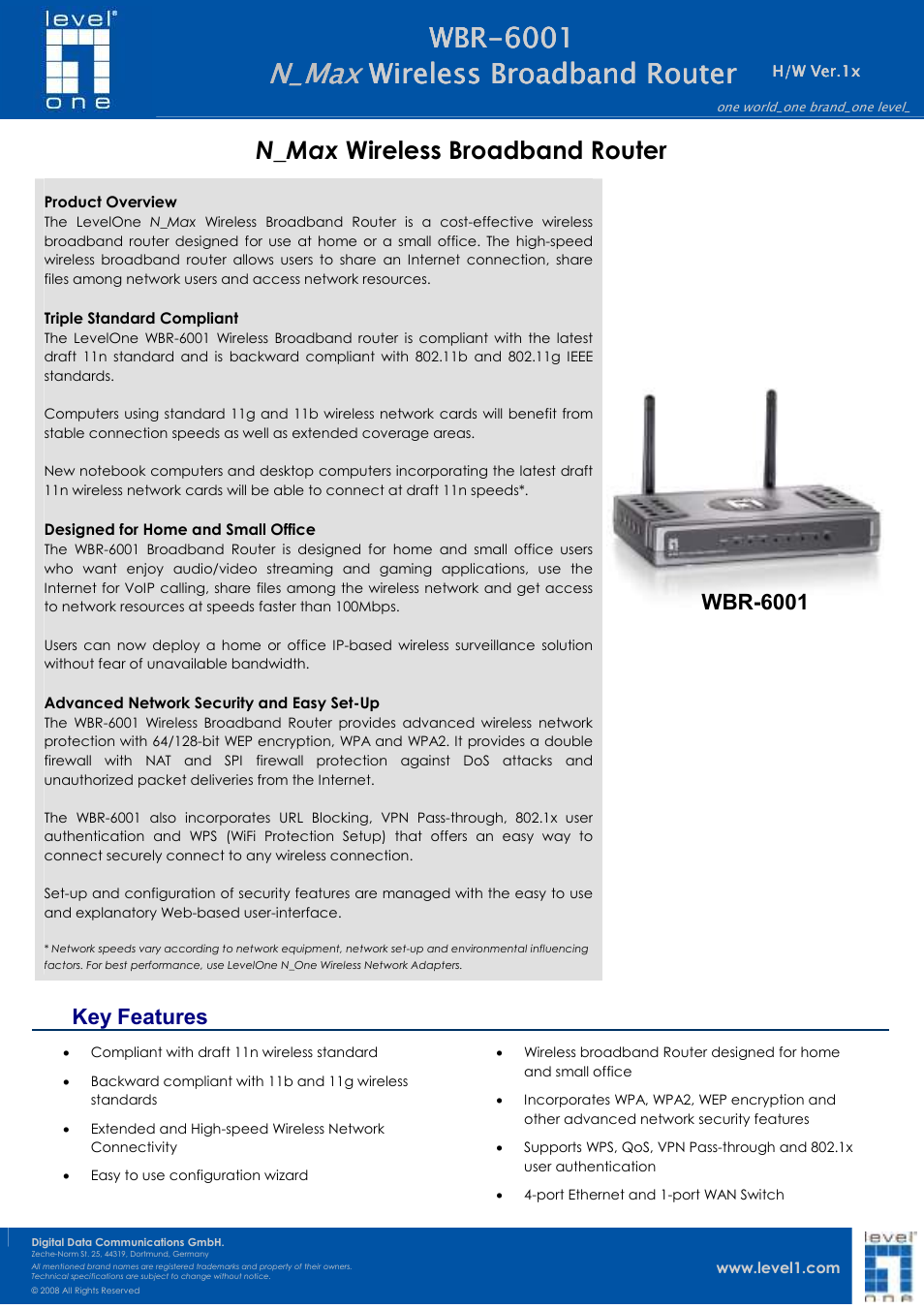 LevelOne N_Max WBR-6001 User Manual | 3 pages