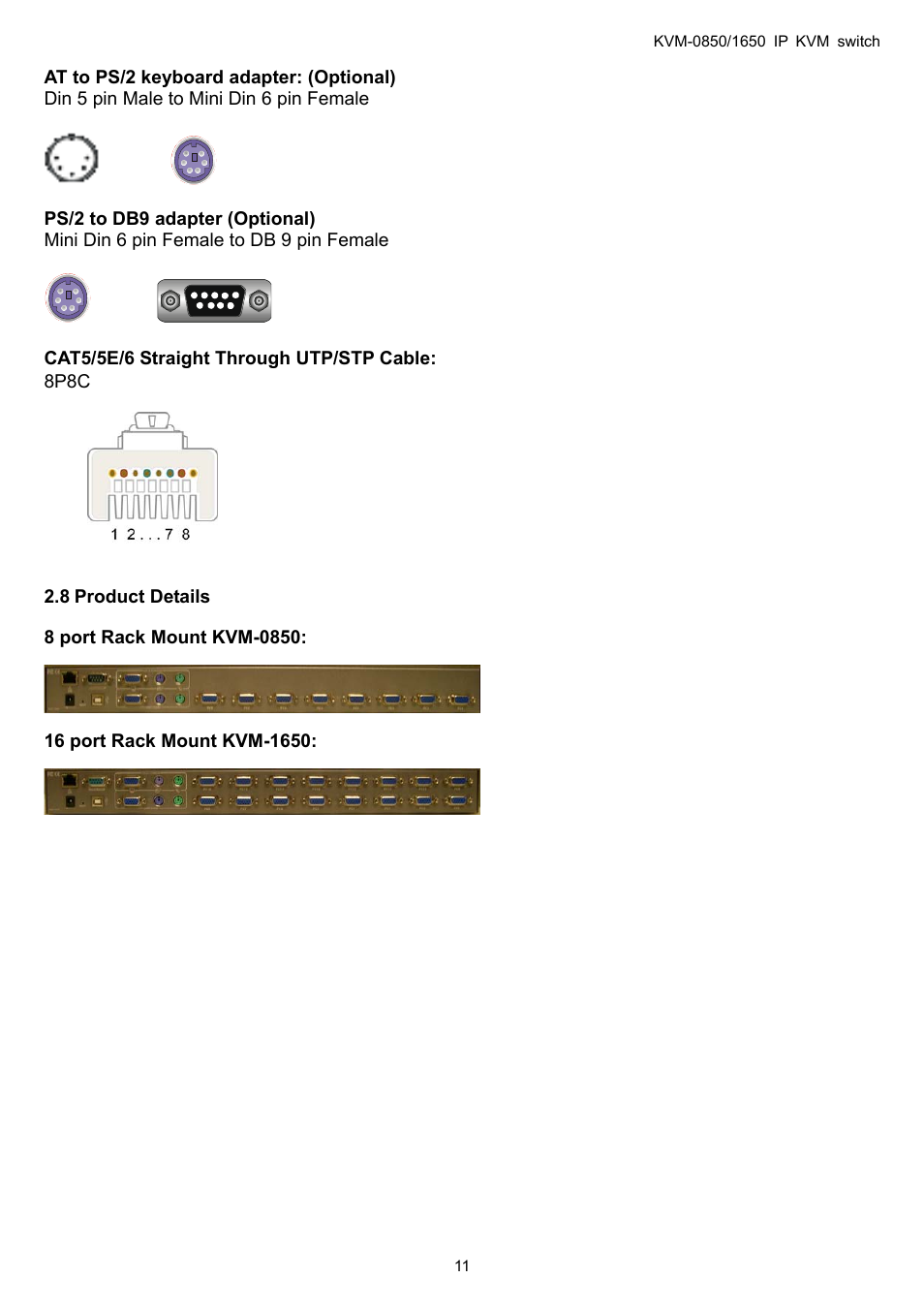 Product details, 8 product, Details | LevelOne ViewCon KVM-0850 User Manual | Page 11 / 83