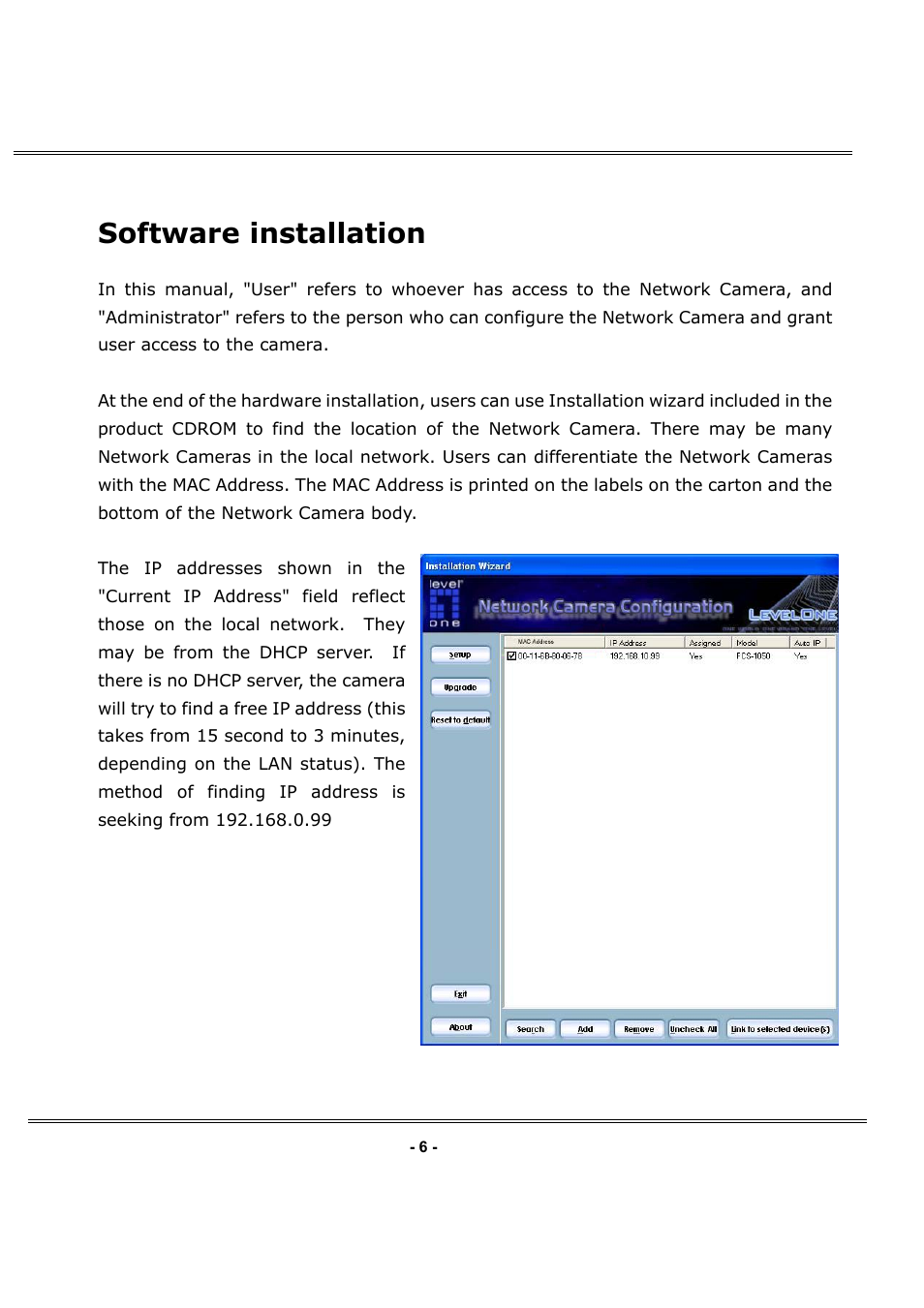 Software installation | LevelOne FCS-1050 User Manual | Page 6 / 60