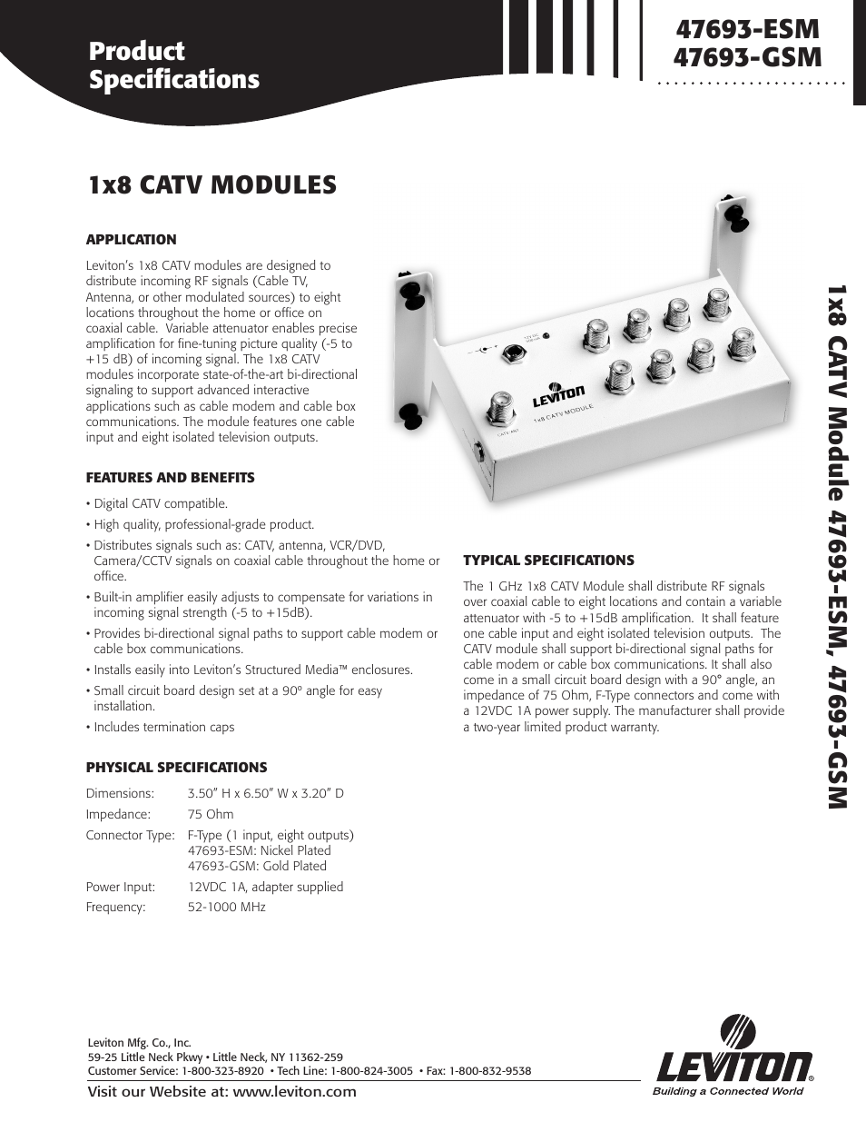 Leviton 47693-GSM User Manual | 2 pages