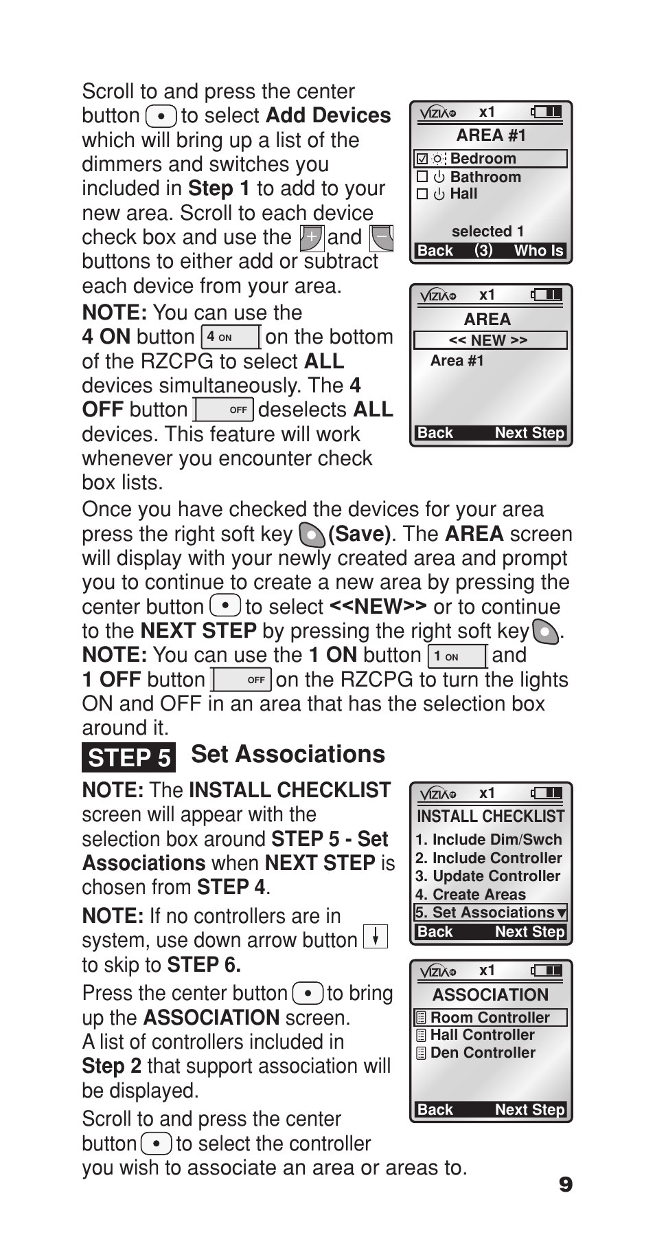 Set associations, Step 5, 00 pm | Leviton Programmer/Remote User Manual | Page 11 / 25