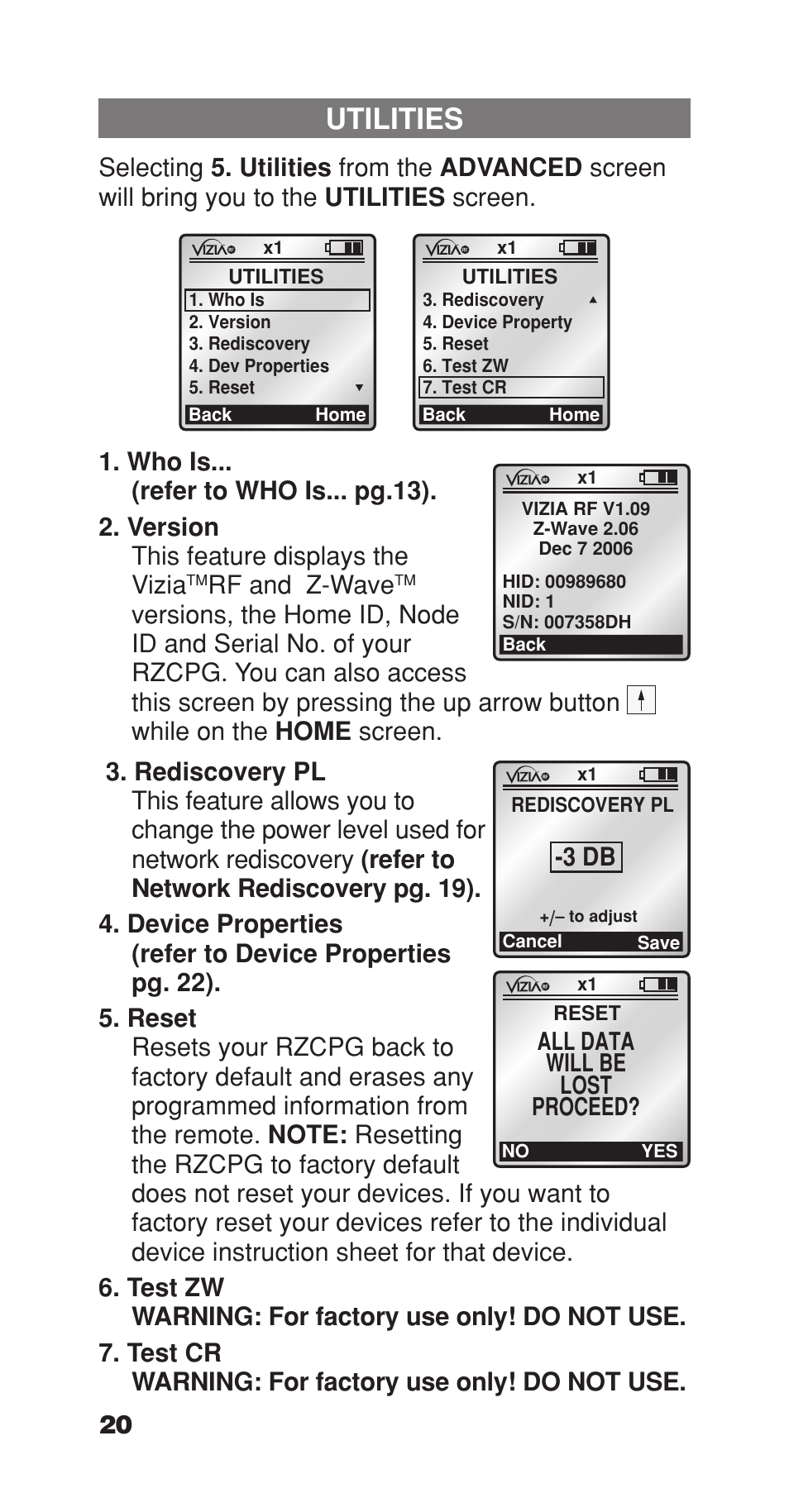 Utilities, 00 pm | Leviton Programmer/Remote User Manual | Page 22 / 25