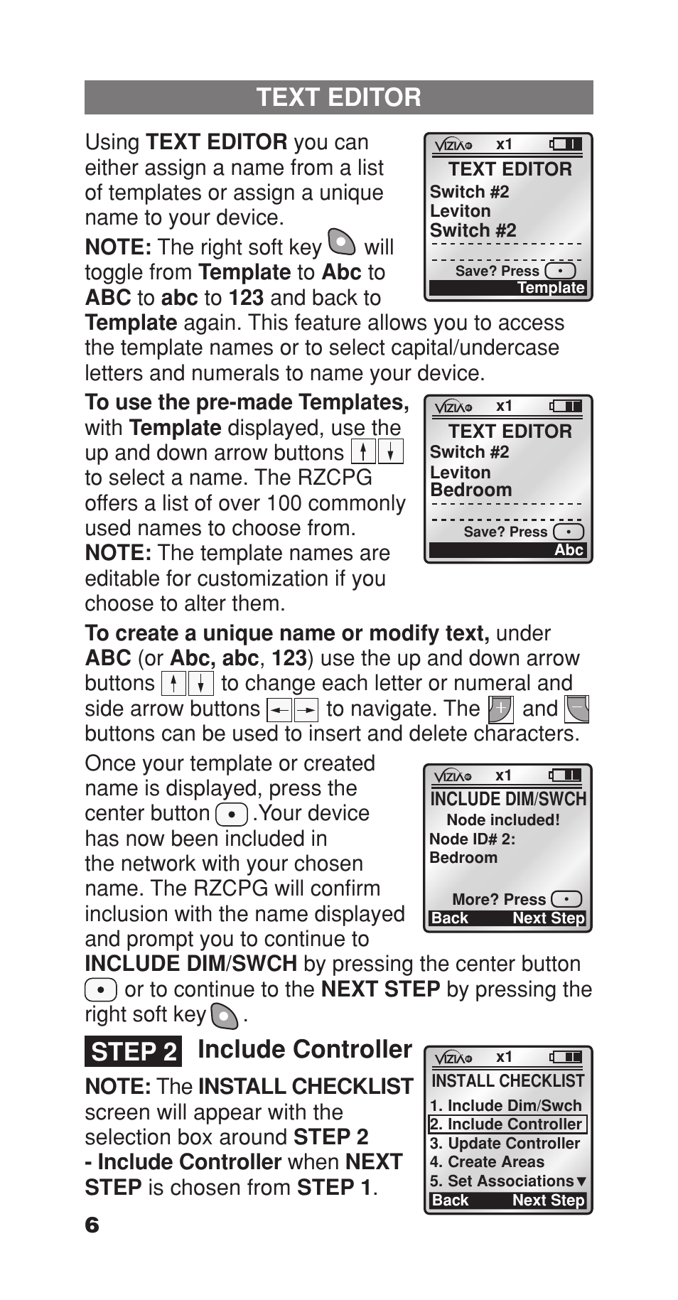 Include controller, Text editor, Step 2 | 00 pm | Leviton Programmer/Remote User Manual | Page 8 / 25