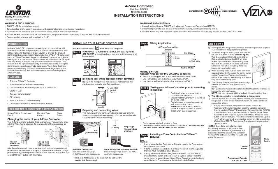 Leviton RZCZ1 User Manual | 2 pages