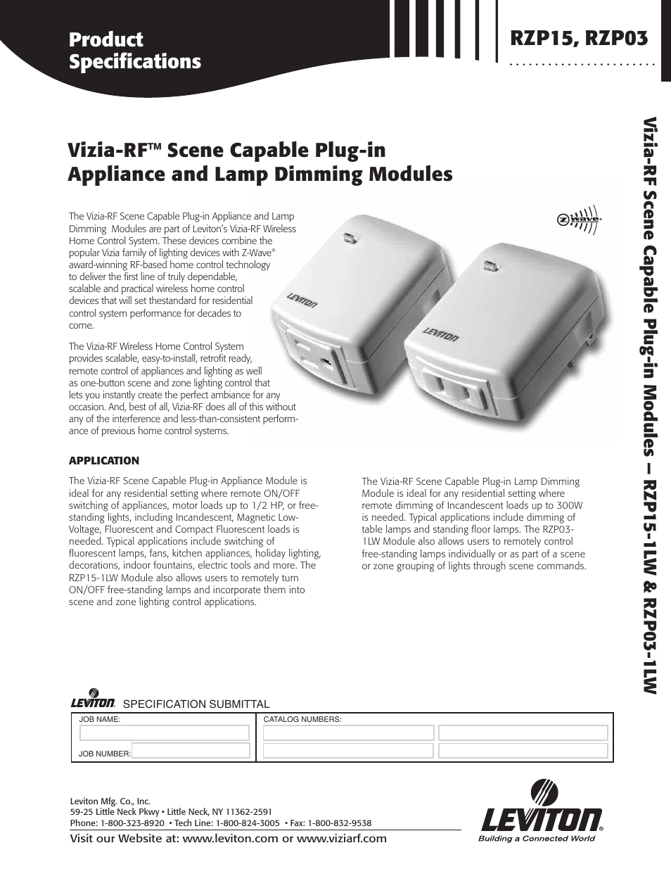 Leviton RZP15-1LW User Manual | 4 pages