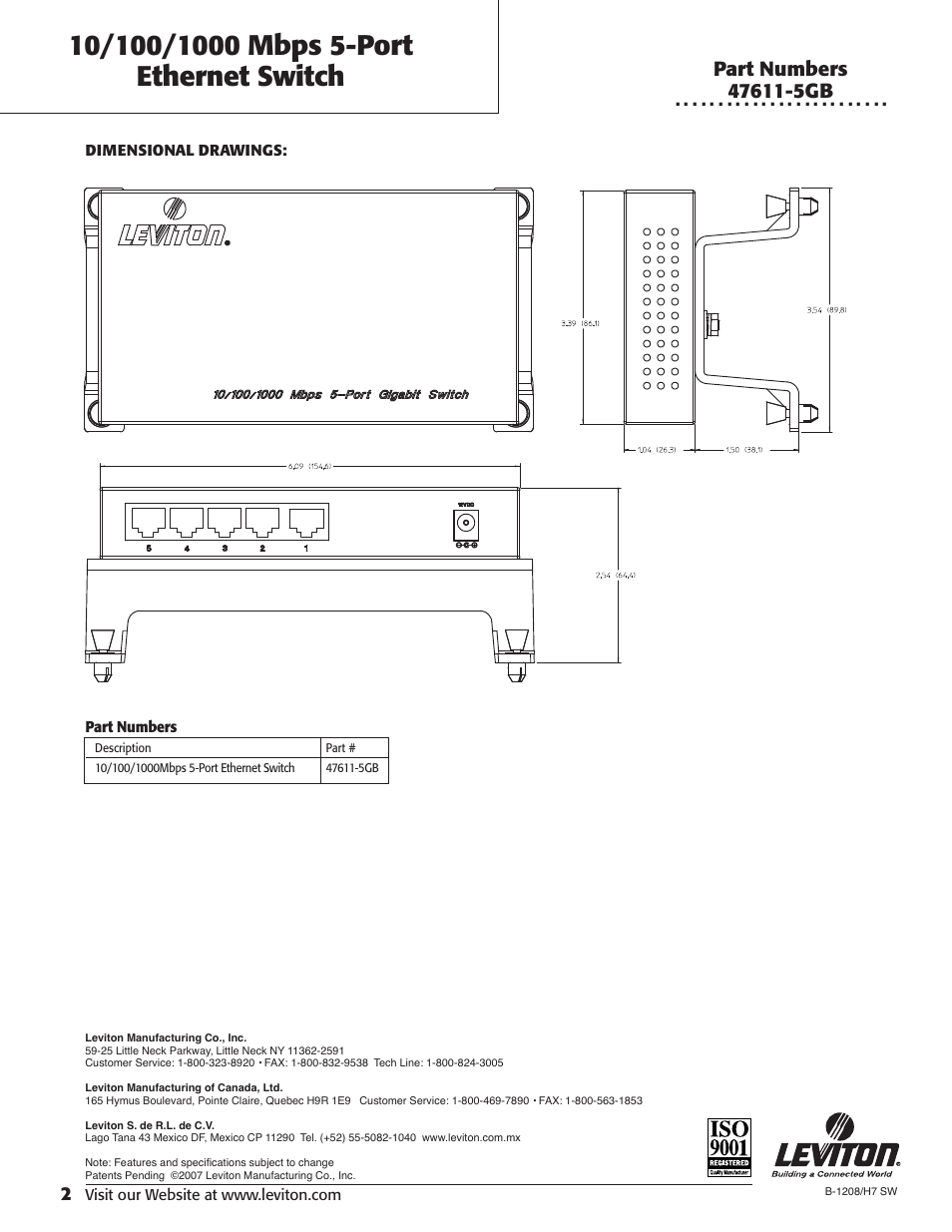 Leviton 47611-5GB User Manual | Page 2 / 2