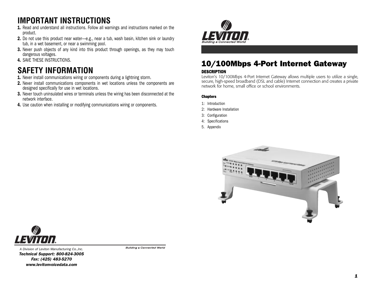 Leviton Internet Gateway User Manual | 10 pages