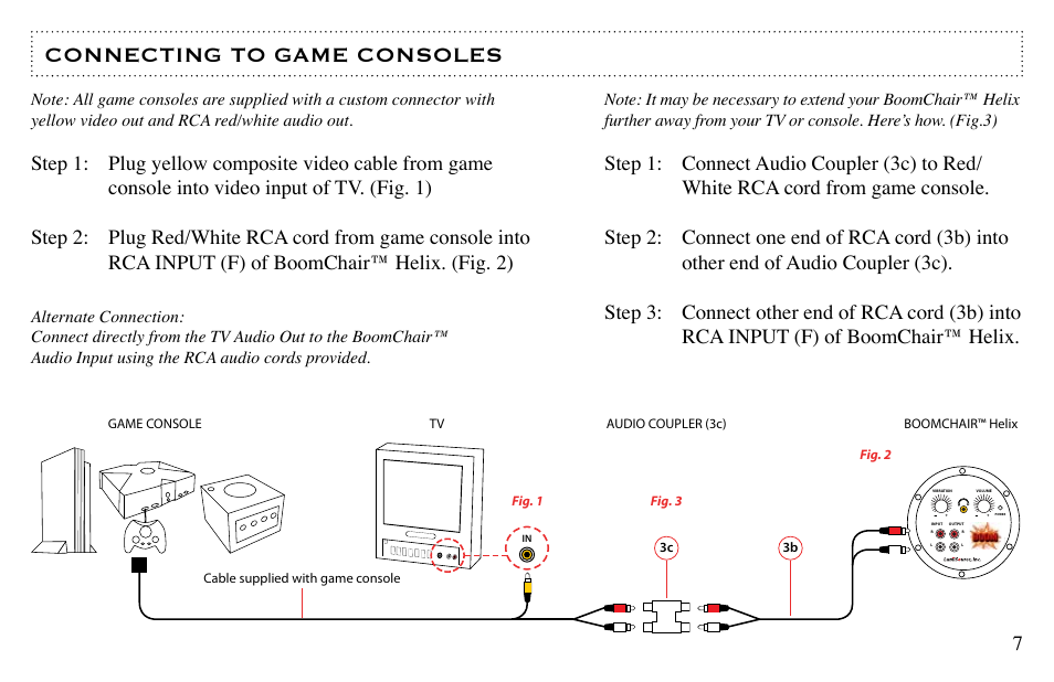 Connecting to game consoles | LumiSource Boom Chair User Manual | Page 7 / 12