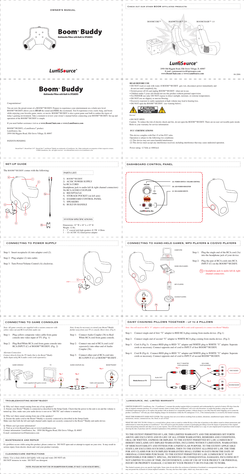 LumiSource BoomBuddy User Manual | 1 page
