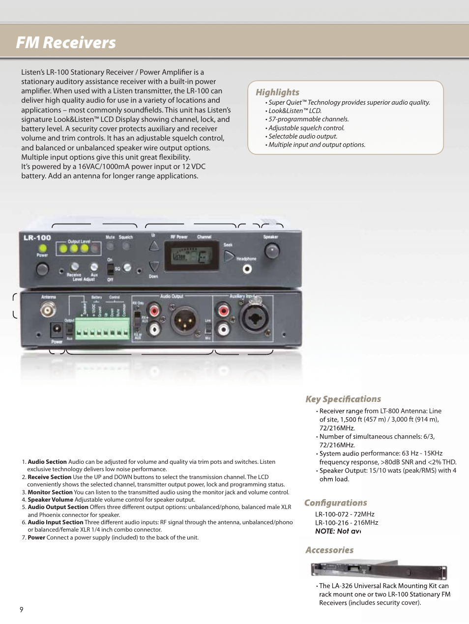 Fm receivers | Listen Technologies LA-101 User Manual | Page 10 / 12