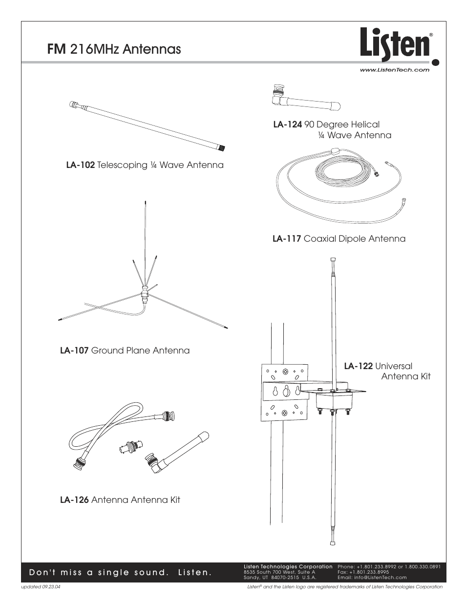 Listen FM 216MHz User Manual | 1 page