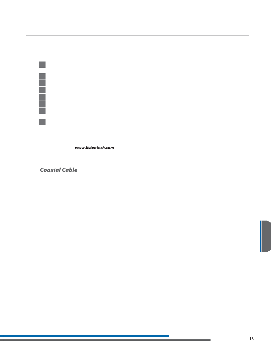 Rf reception maximization strategies, Coaxial cable | Listen Technologies LT- 800-072 User Manual | Page 17 / 31