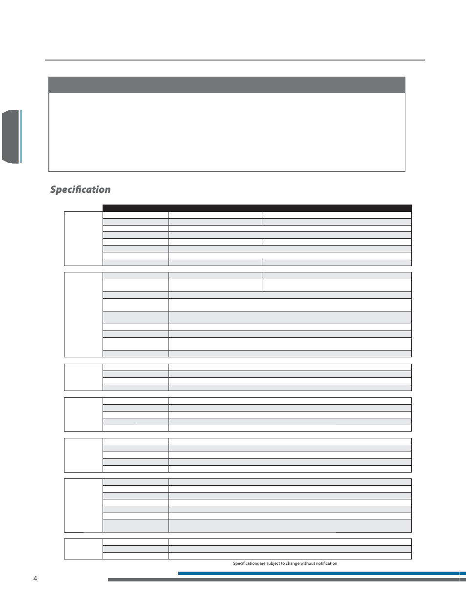Lt-800 specifi cations, Specifi cation, Architectural specifi cations | Listen Technologies LT- 800-072 User Manual | Page 8 / 31