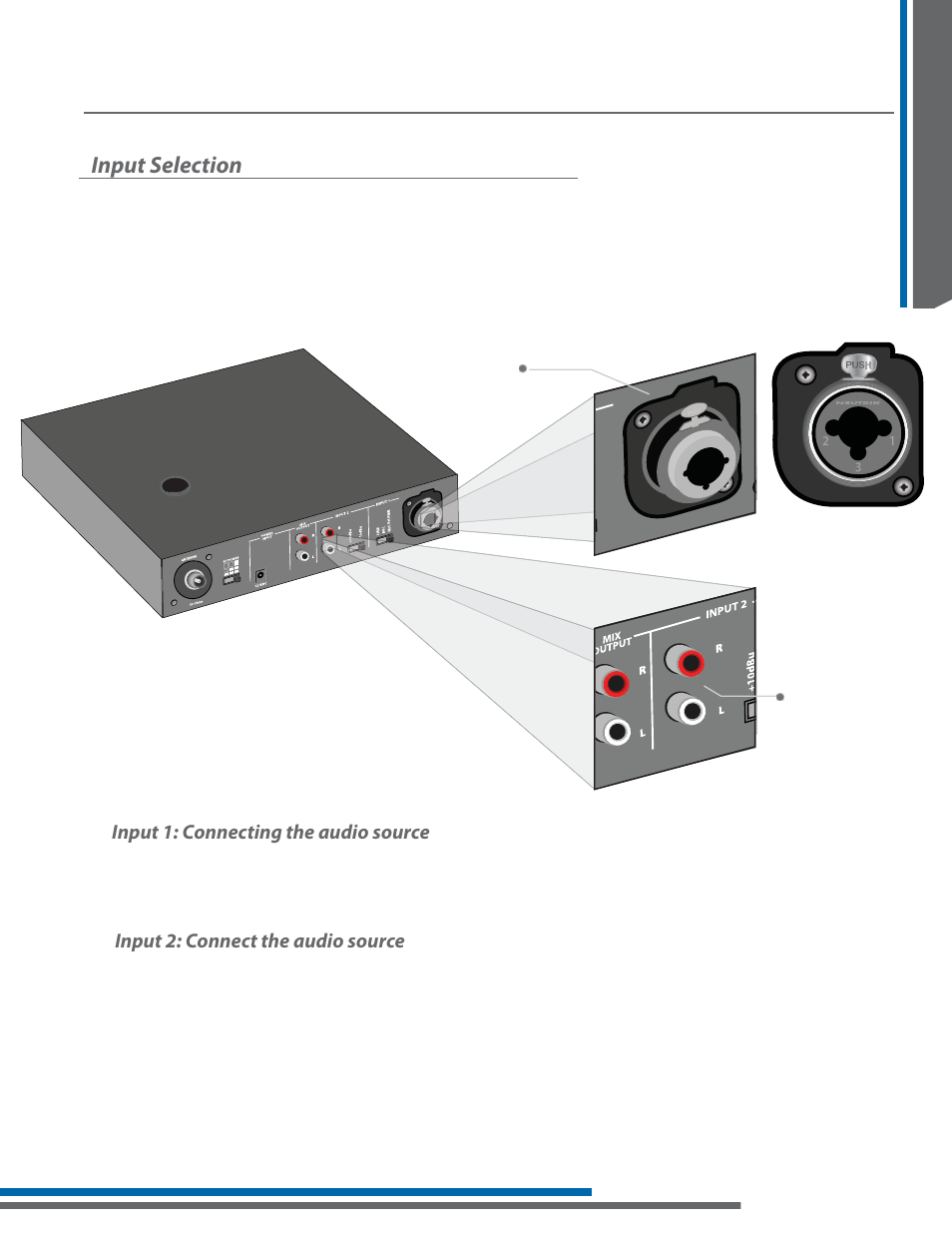 Key concepts in value package setup, Input selection, Input 1: connecting the audio source | Input 2: connect the audio source | Listen Technologies LA-161 User Manual | Page 13 / 65
