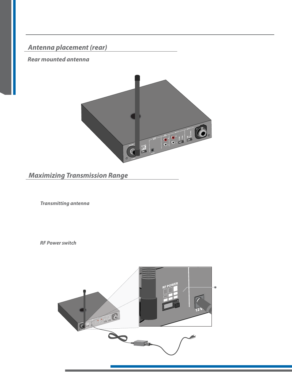 Key concepts in value package setup, Antenna placement (rear), Maximizing transmission range | Listen Technologies LA-161 User Manual | Page 16 / 65