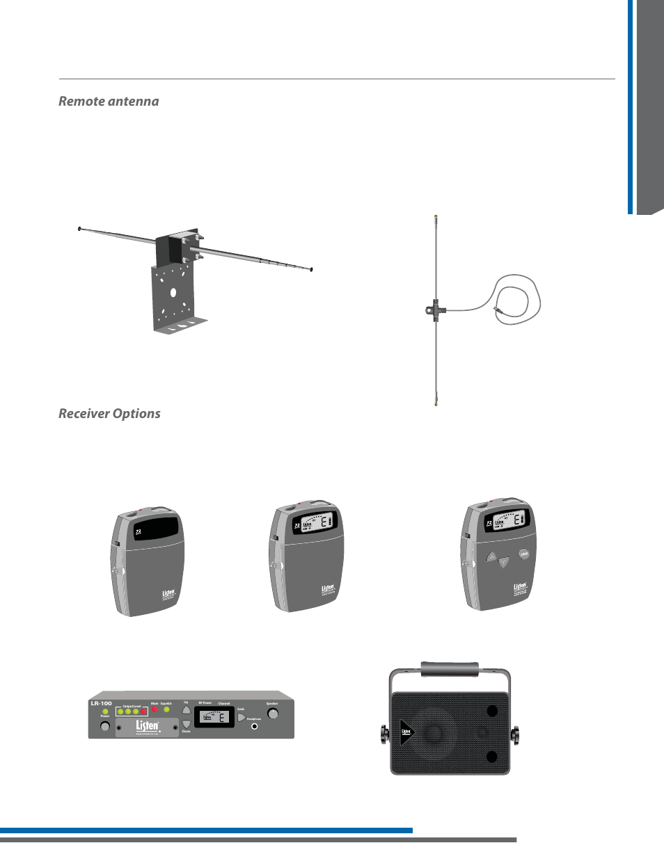 Alternative options for value package setup, Remote antenna, Receiver options | Listen Technologies LA-161 User Manual | Page 17 / 65