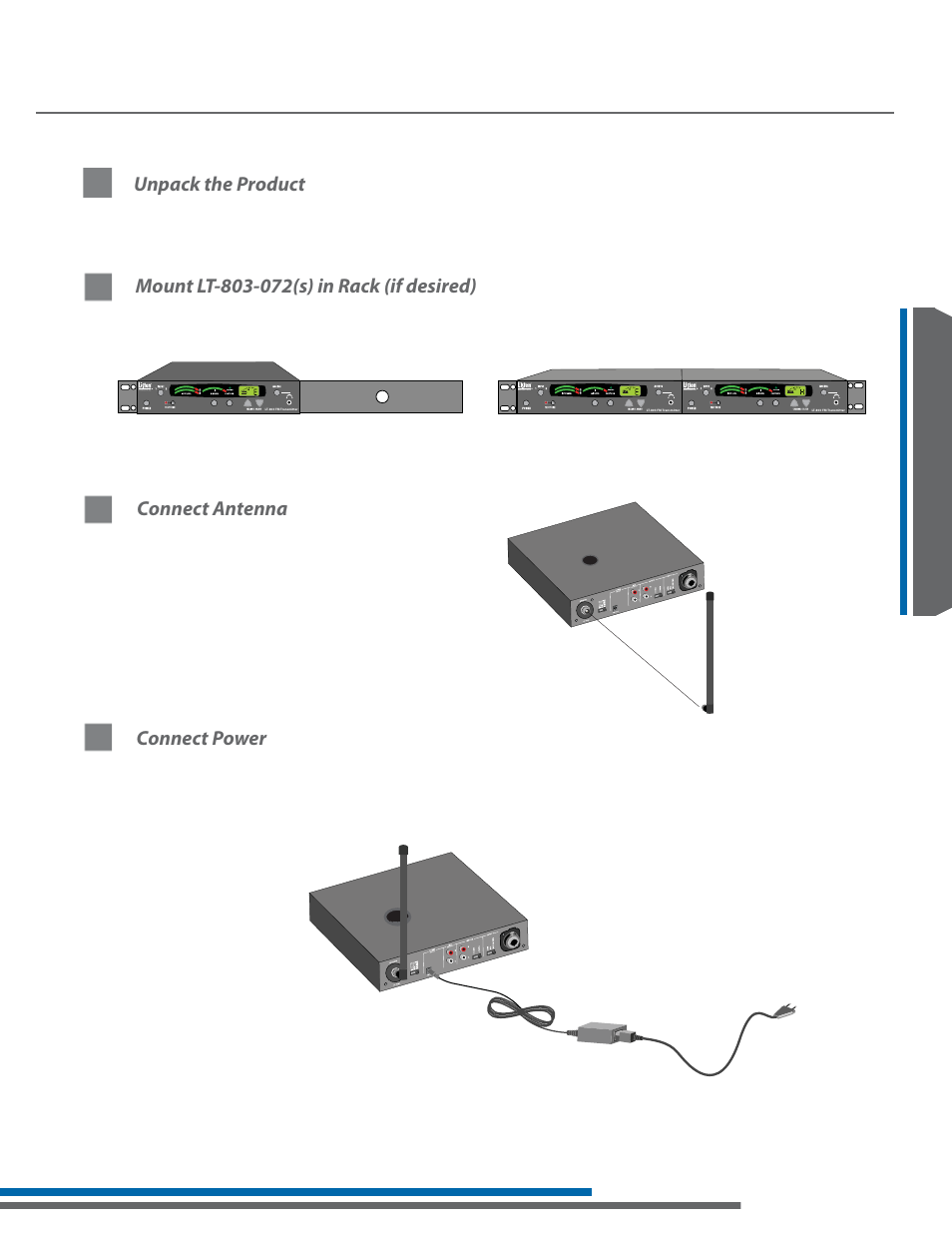 Unpack the product, Connect antenna, Connect power | Listen Technologies LA-161 User Manual | Page 29 / 65